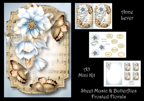 Sheet Music & Butterflies - Frosted Florals