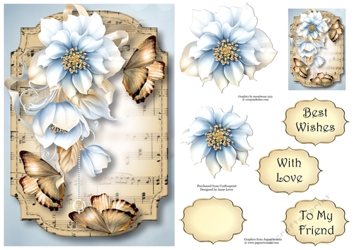 Sheet Music & Butterflies - Frosted Florals A5