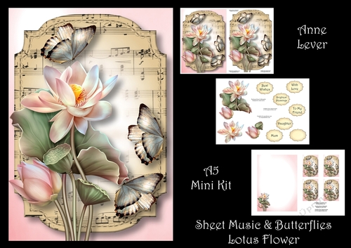 Sheet Music & Butterflies - Lotus Flower