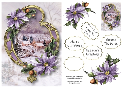 Christmas Golden Frame - Cottages In The Snow A5