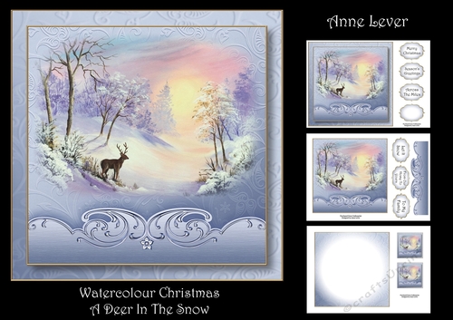 Watercolour Christmas - A Deer In The Snow