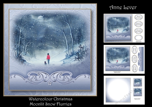 Watercolour Christmas - Moonlit Snow Flurries