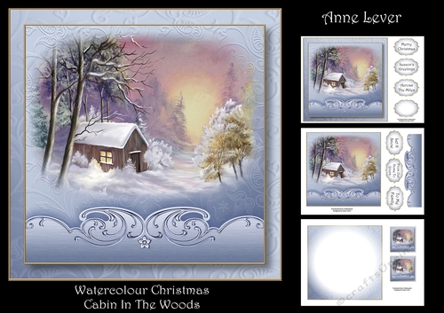 Watercolour Christmas - Cabin In The Woods