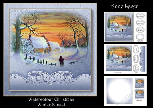 Watercolour Christmas - Winter Sunset