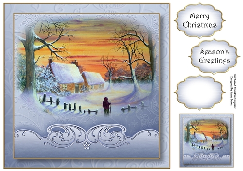 Watercolour Christmas - Winter Sunset 8x8