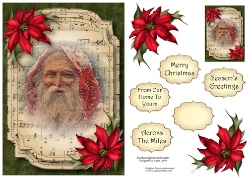 Sheet Music Christmas - Vintage Santa A5