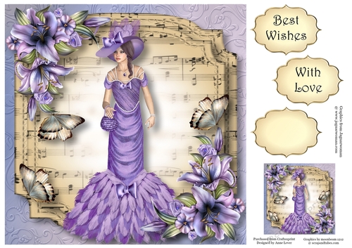 Hats, Flowers & Butterflies - Purple Lilies 8x8