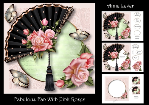 Fabulous Fan With Pink Roses