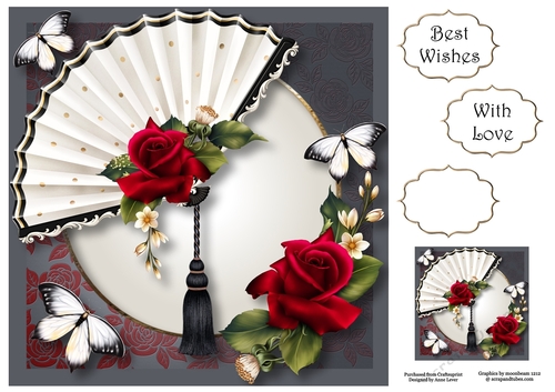 Fabulous Fan With Red Velvet Roses 8x8