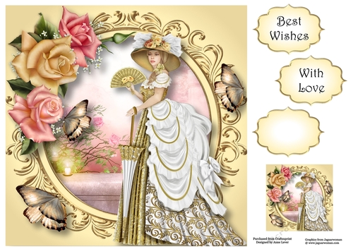 Victorian Beauty In White & Gold 8x8