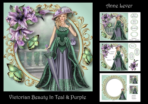 Victorian Beauty In Teal & Purple