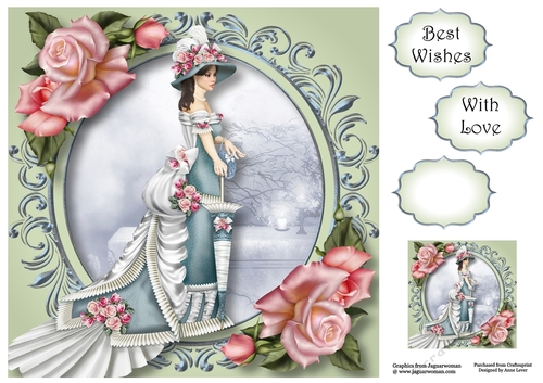 Victorian Beauty In Pink & Blue 8x8