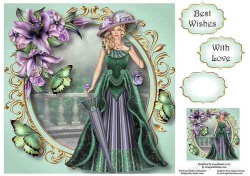 Victorian Beauty In Teal & Green 8x8
