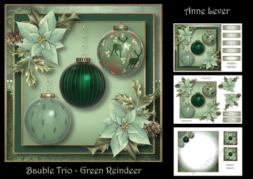 Bauble Trio - Green Reindeer
