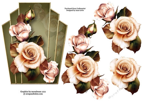Art Deco Autumn Fantasy Roses + Decoupage