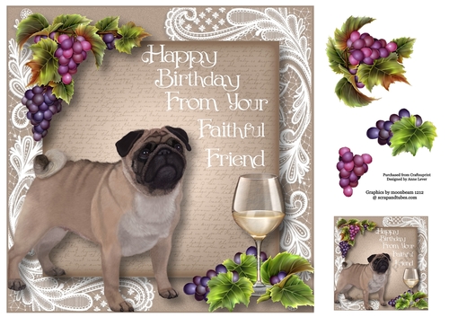 Happy birthday From The Dog - Pug 8x8