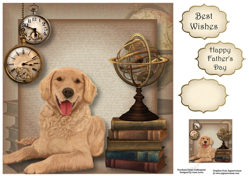 Male Themed Dogs - Golden Retriever 8x8