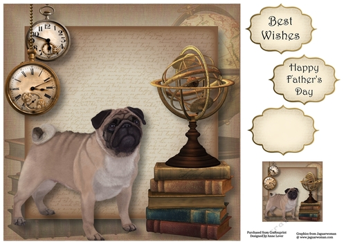 Male Themed Dogs - Pug 8x8
