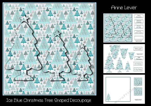 Ice Blue Christmas Tree Shaped Decoupage