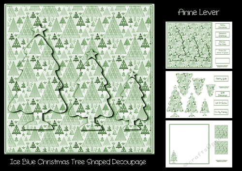 Vintage Green Christmas Tree Shaped Decoupage