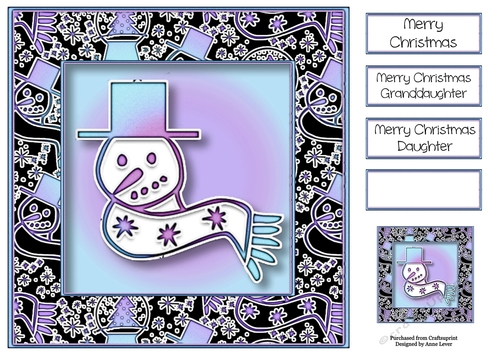 Stickers Snowman - Blue Purple 8x8