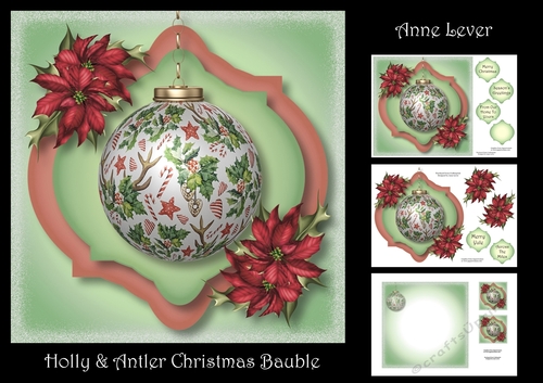Holly & Antler Christmas Bauble