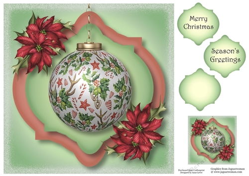 Holly & Antler Christmas Bauble 8x8