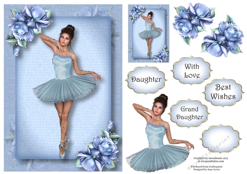 Beautiful Ballerina - Blue Roses A5