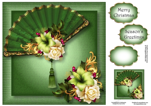The Christmas Fan - Amaryllis & Rose 8x8