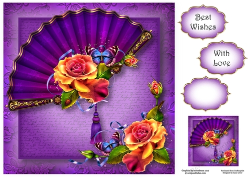 Beautiful Fan With Bright roses 8x8