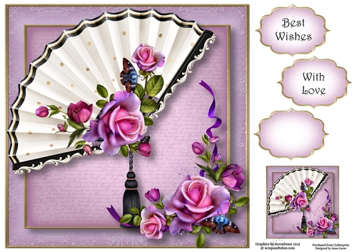 Beautiful Fan With Romantica Roses 8x8