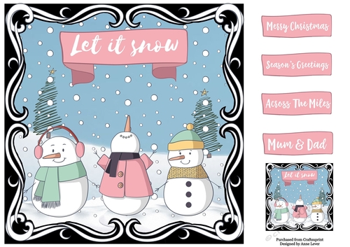 Let It Snow Trio Of Snowmen 8x8