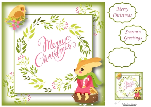 Cute Woodland Bunny Christmas 8x8