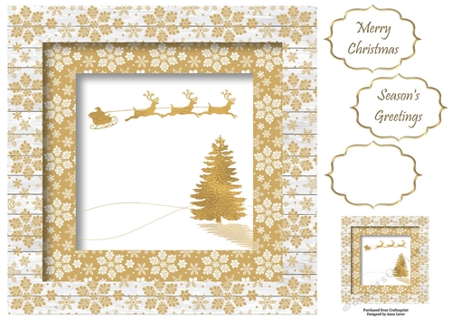 Rustic Snowflakes Frame - Gold Santa 8x8