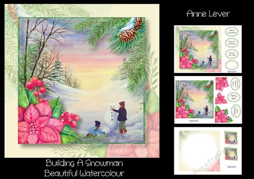 Building A Snowman Beautiful Watercolour