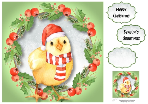 Fluffy Chick Christmas Wishes 8x8