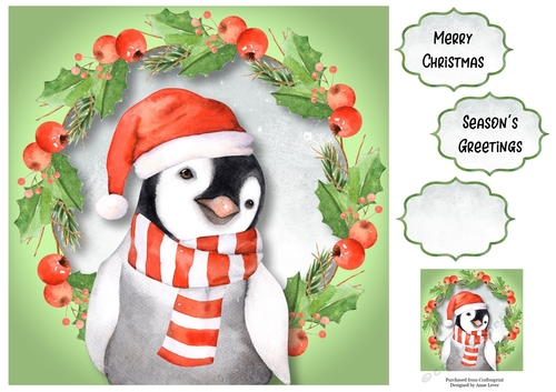Penguin Christmas Wishes 8x8