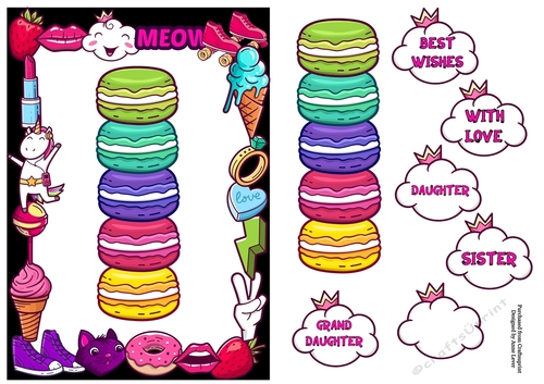 Cute Girly Icons Macaroons Birthday