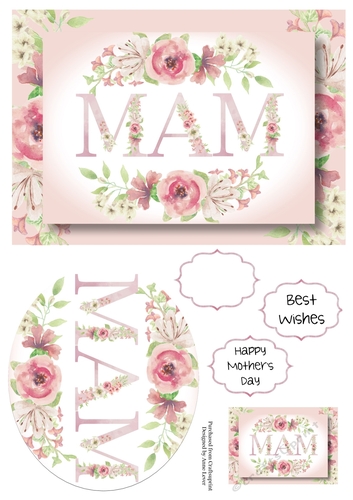 Mam - Pink Watercolour Florals A5