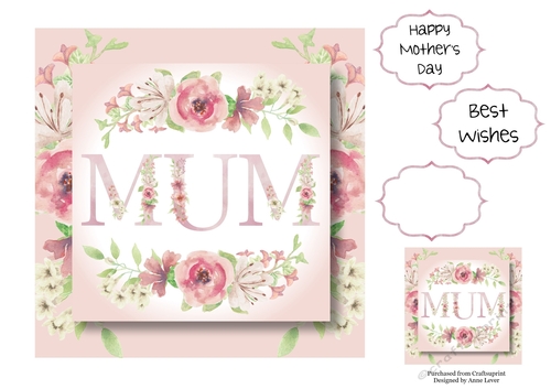 Mum - Square Pink Florals 7x7