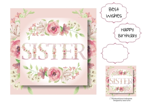 Sister - Square Pink Florals 7x7