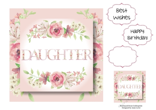 Daughter - Square Pink Florals 7x7