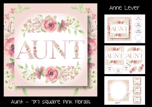 Aunt - 7x7 Square Pink Florals