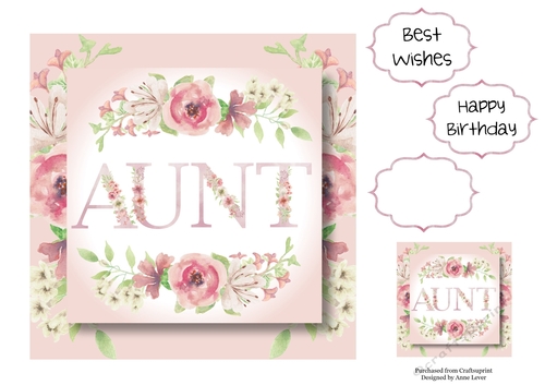 Aunt - Square Pink Florals 7x7