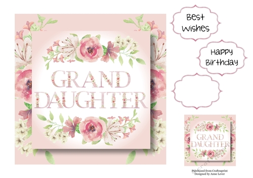 Grand Daughter - Square Pink Florals 7x7