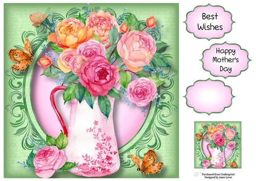 Watercoloured Floral Jug 8x8
