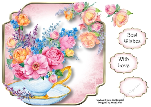 Watercolour Bouquet - Teacup & Saucer