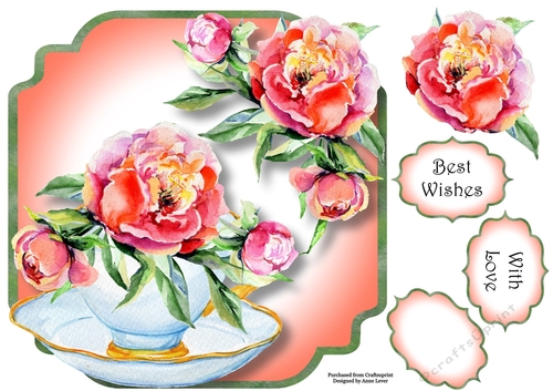 Pretty Peonies - Teacup & Saucer