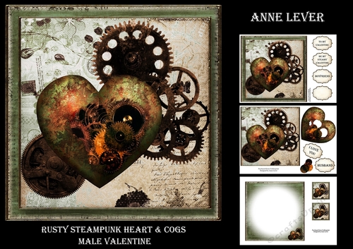 Rusty Steampunk Heart & Cogs - Male Valentine