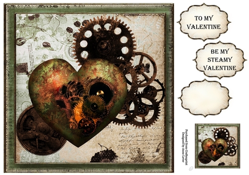 Rusty Steampunk Heart & Cogs - Male Valentine 8x8